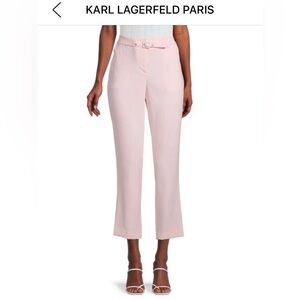 Karl Lagerfeld Paris Belted Cropped Pants, pink, size 10 BNWT